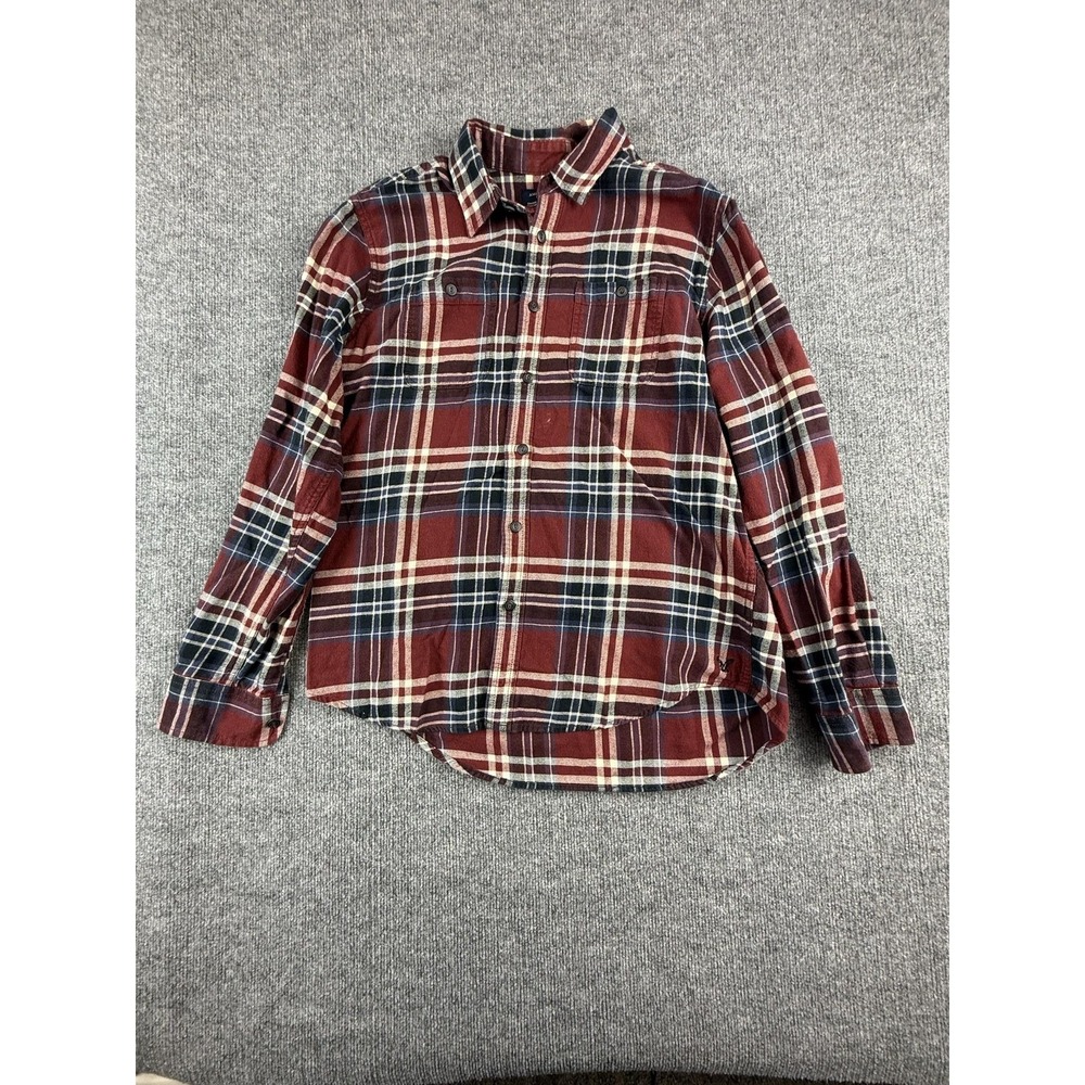 American‎ Eagle Outfitters Shirt Mens Large Red Plaid Flannel Button Up Casual